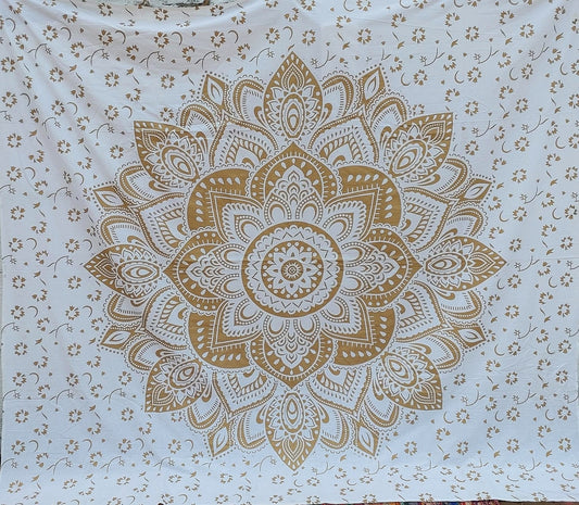 Golden Mandala Tapestry (Double Size)