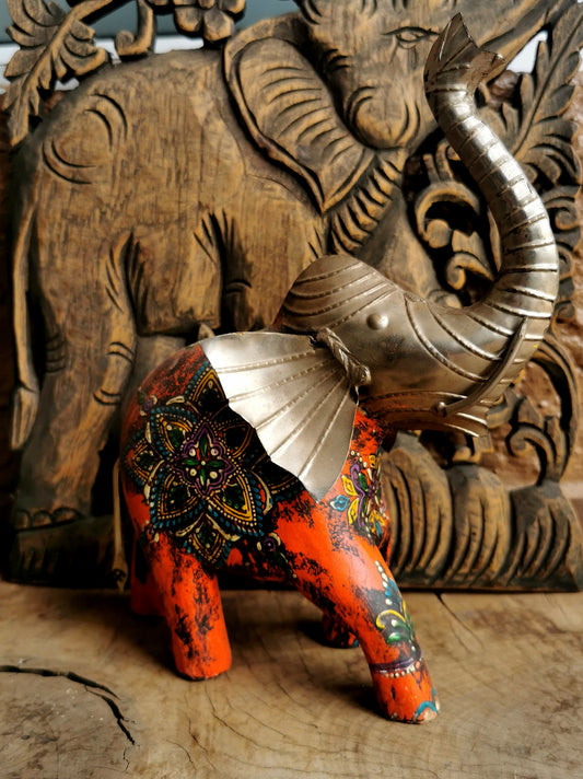 Wooden Hand Painted Elephant