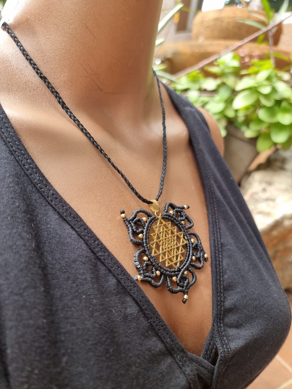 Sri Yantra Macrame Necklace