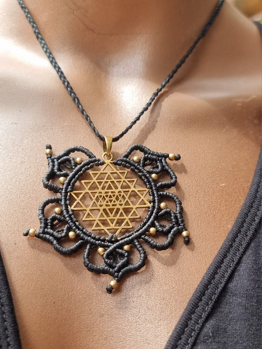 Sri Yantra Macrame Necklace