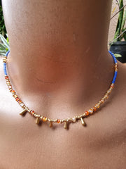 Brass & Crystal Beaded Necklace