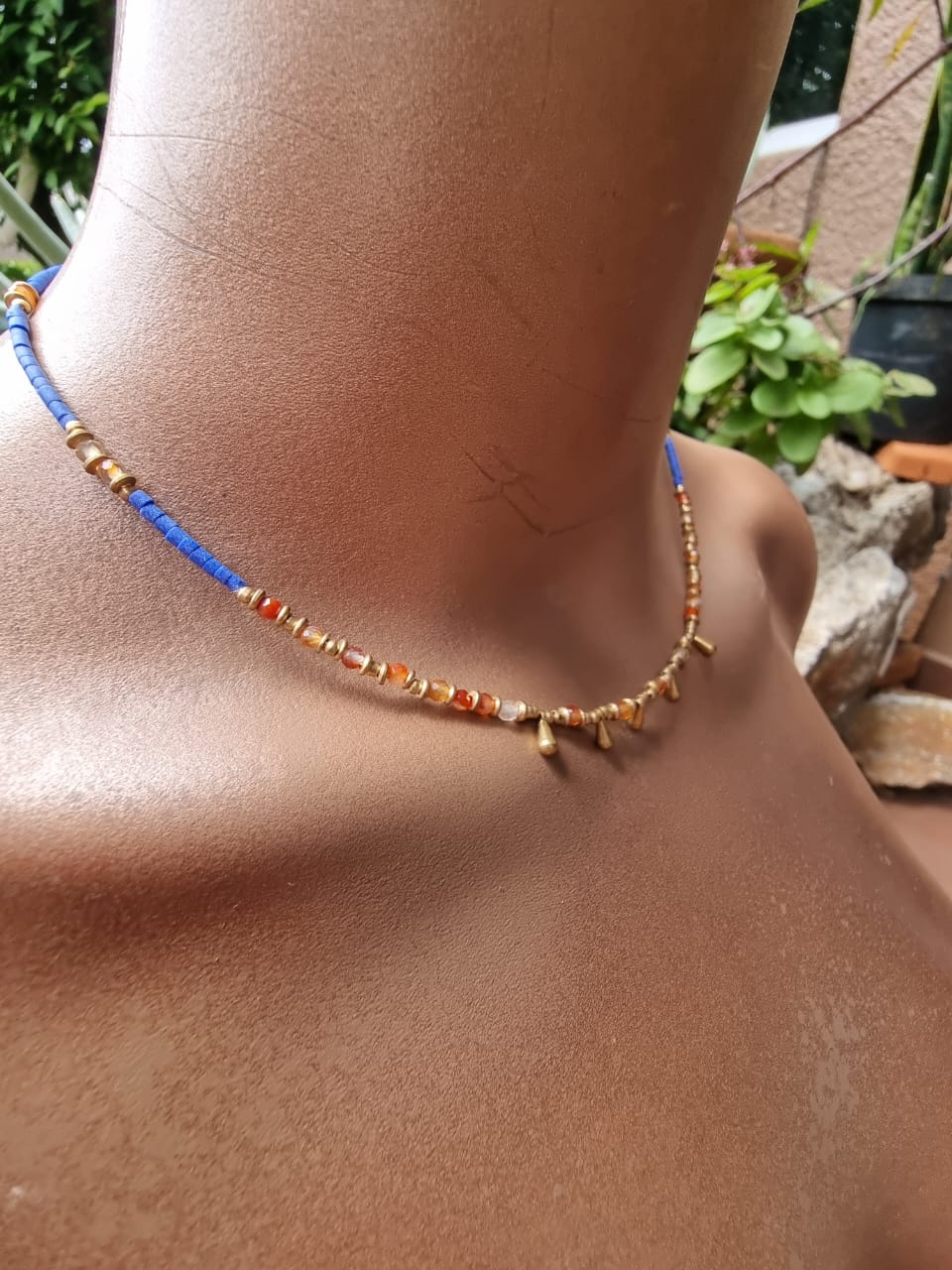 Brass & Crystal Beaded Necklace