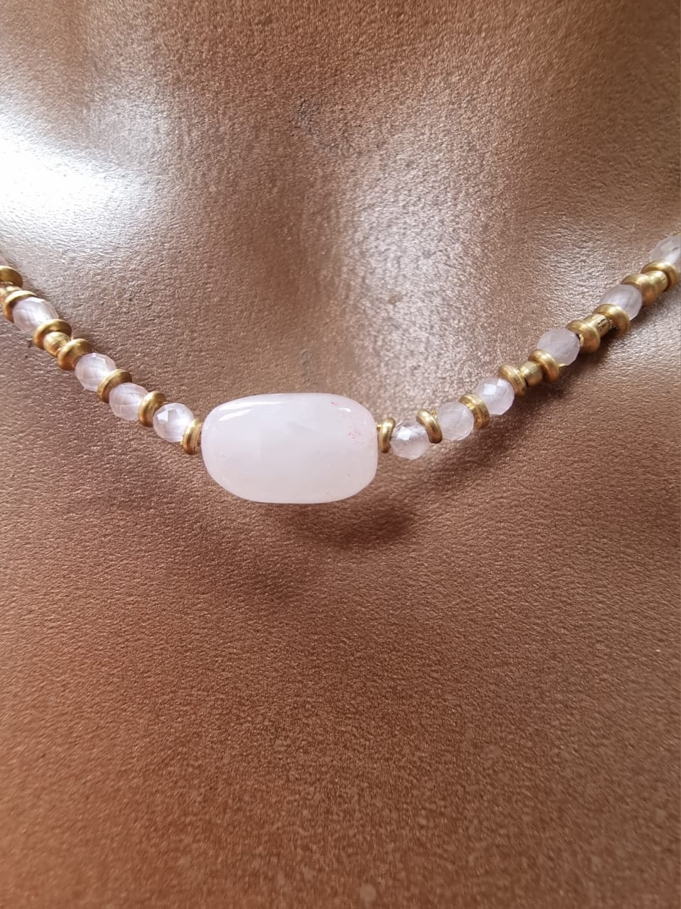 Brass & Crystal Beaded Necklace