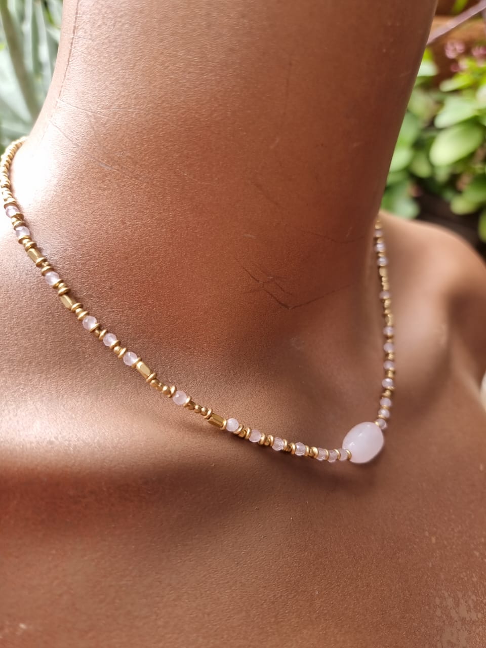 Brass & Crystal Beaded Necklace