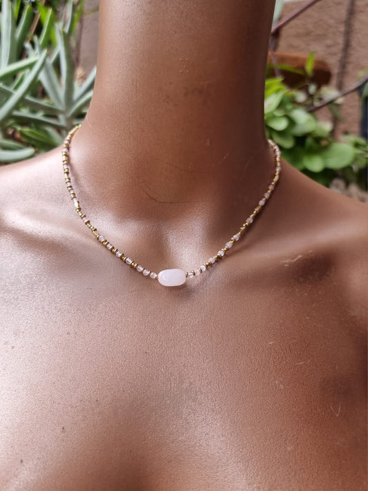 Brass & Crystal Beaded Necklace