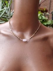 Brass & Crystal Beaded Necklace