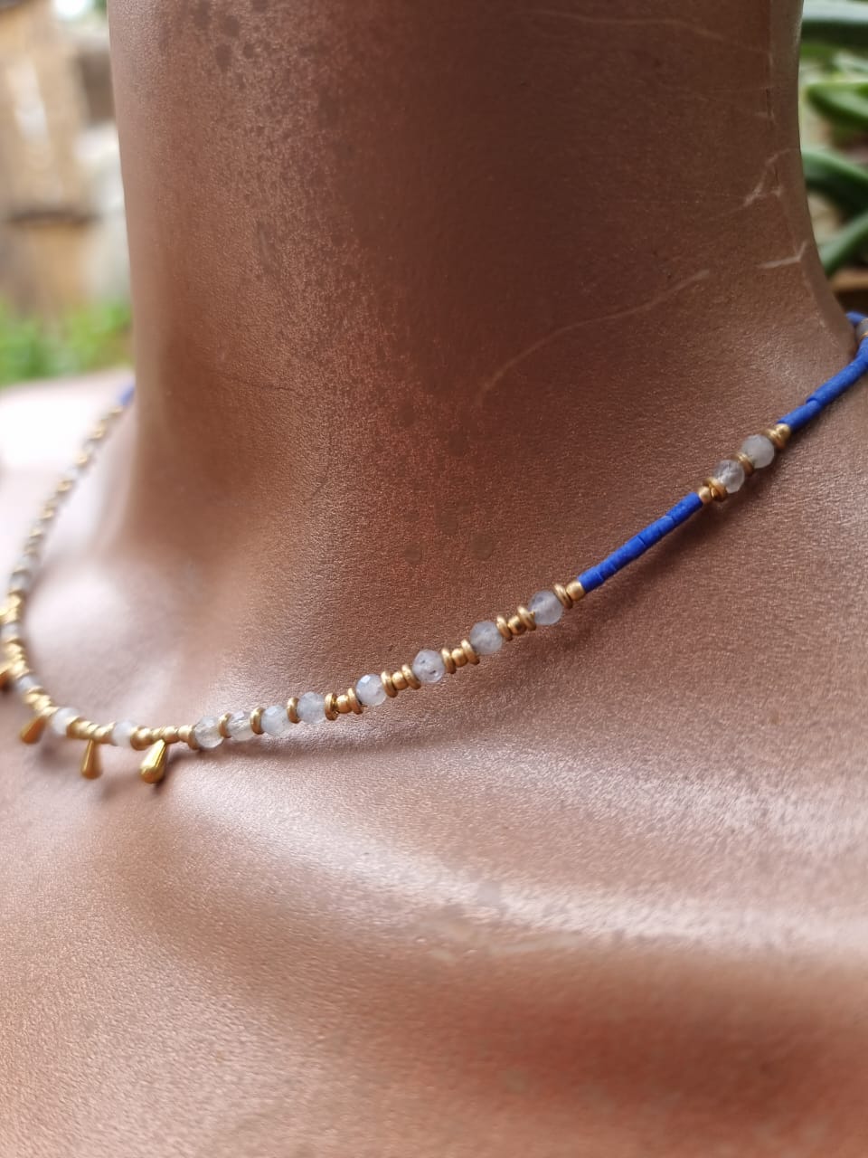 Brass & Crystal Beaded Necklace