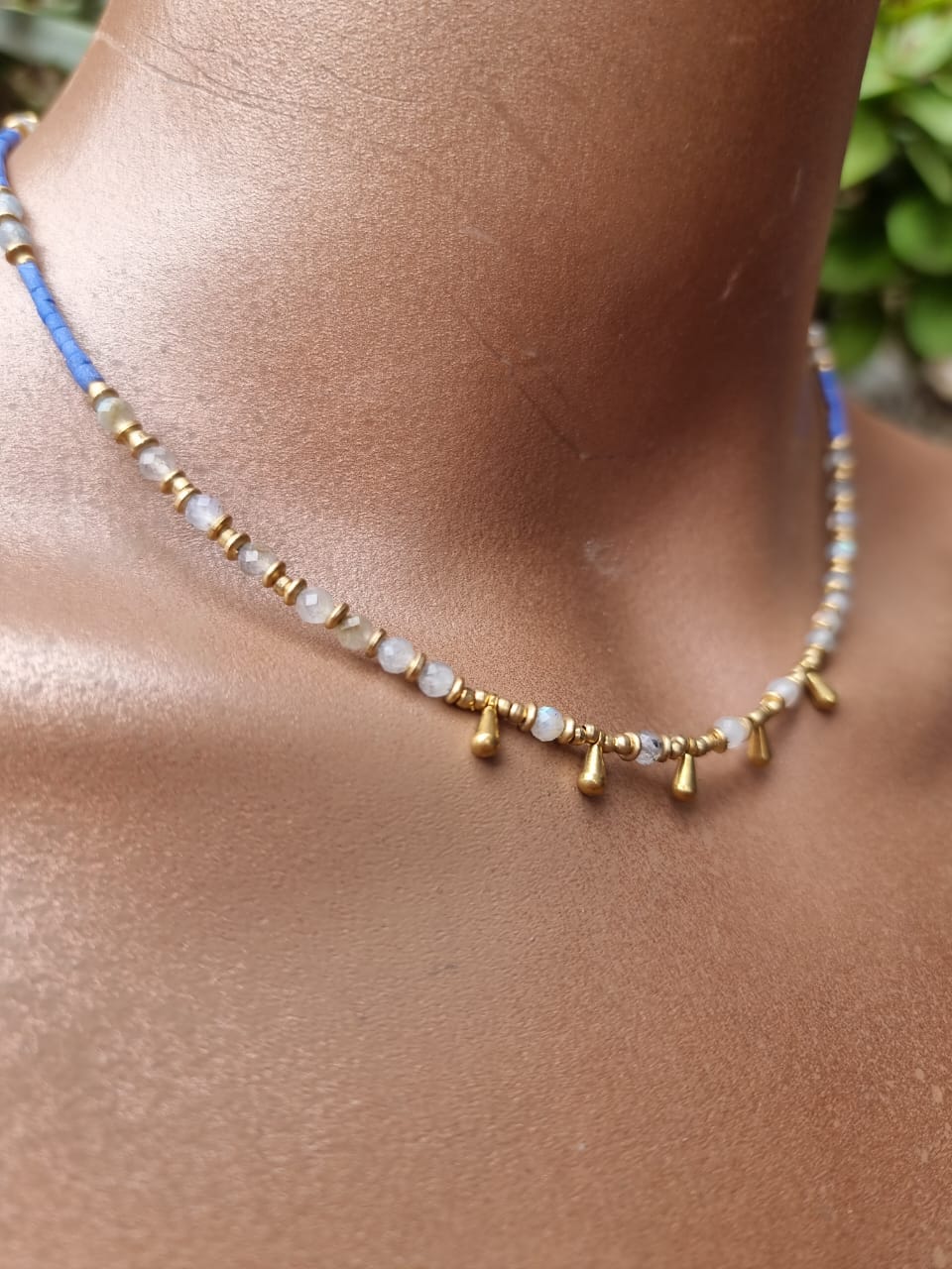 Brass & Crystal Beaded Necklace