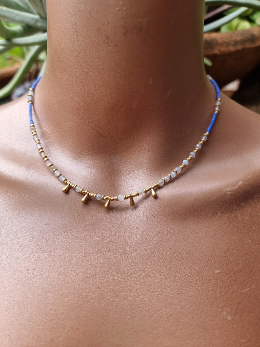 Brass & Crystal Beaded Necklace