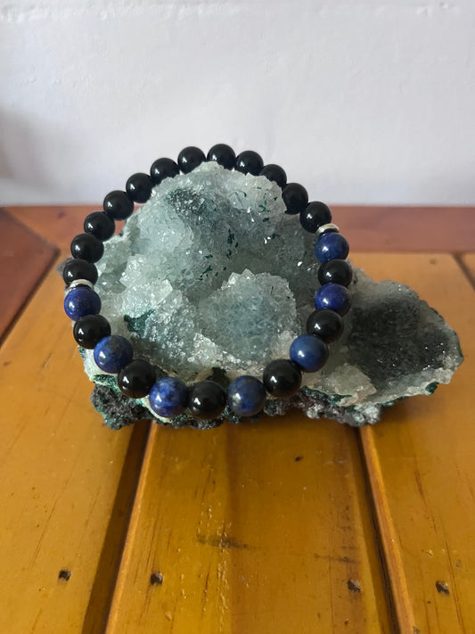Obsidian and Lapis Lazuli Bracelet