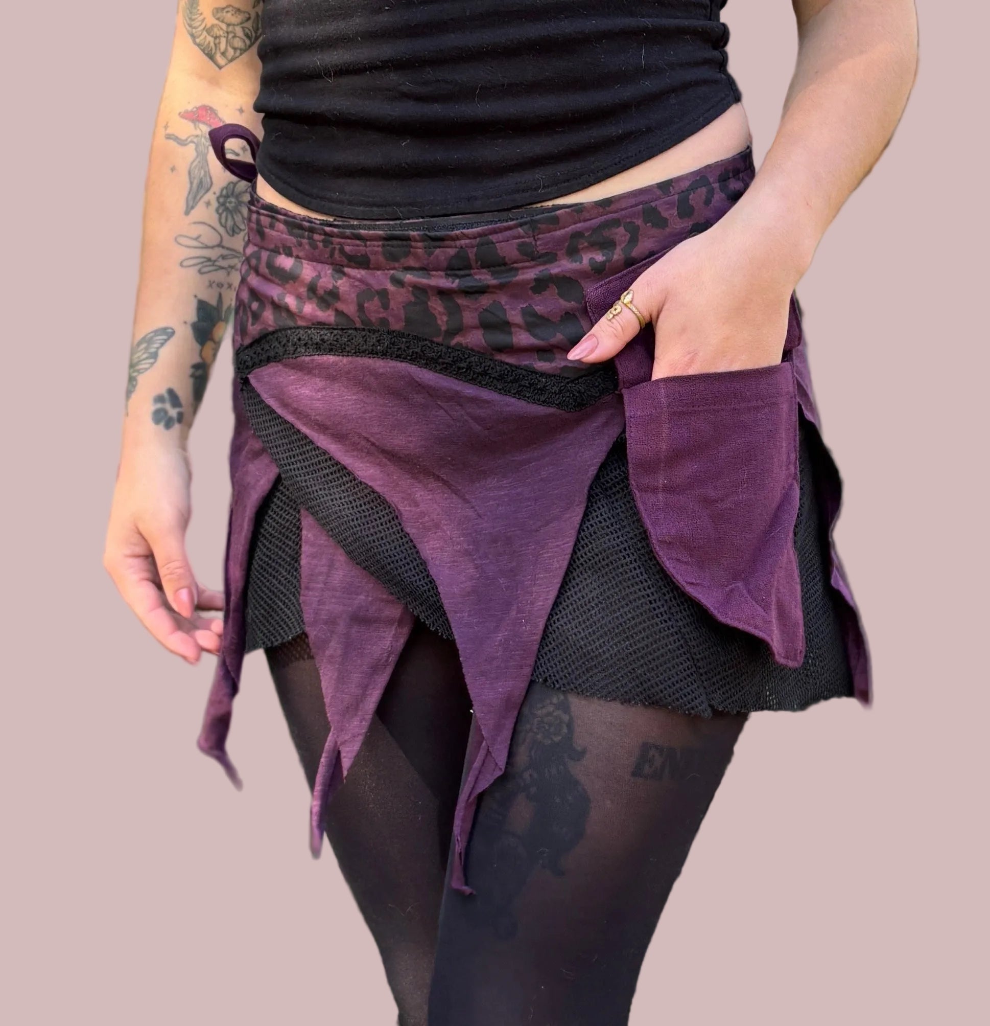 Leopards Light Fairy Wrap Mini Skirt