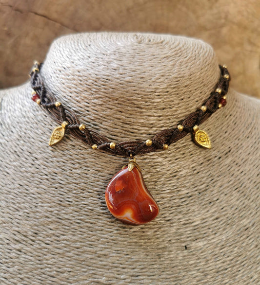 Carnelian Macrame Choker