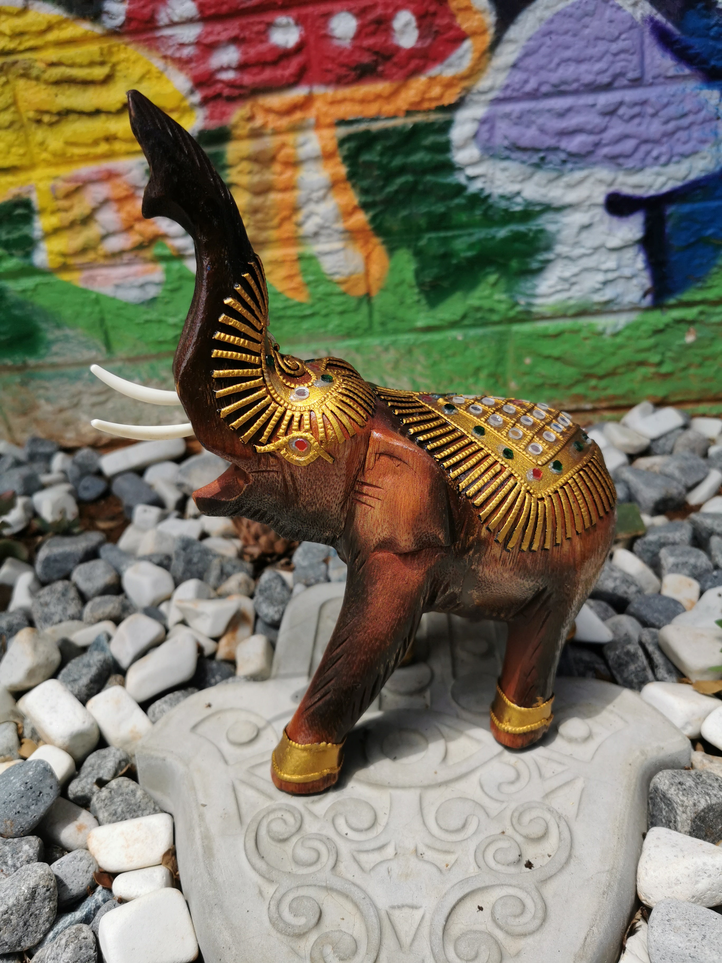 African wooden elephant store statues