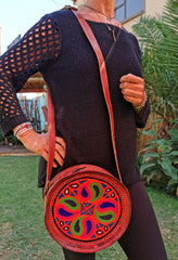 Round Leather Sling Bag (Large)