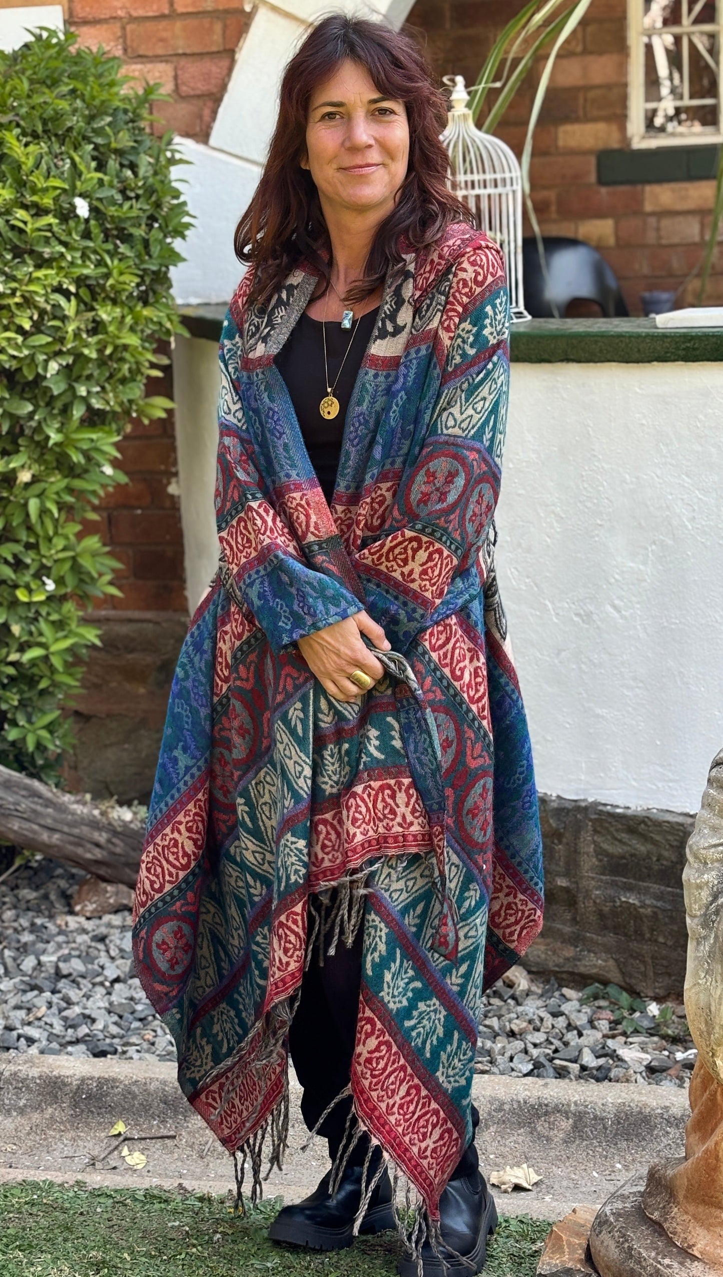 Hooded Pashmina Woolen Blanket Coat