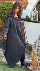 Hooded Camel Wool Blanket Coat