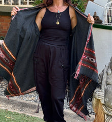 Hooded Camel Wool Blanket Coat