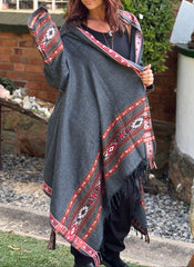 Hooded Camel Wool Blanket Coat
