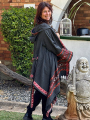 Hooded Camel Wool Blanket Coat