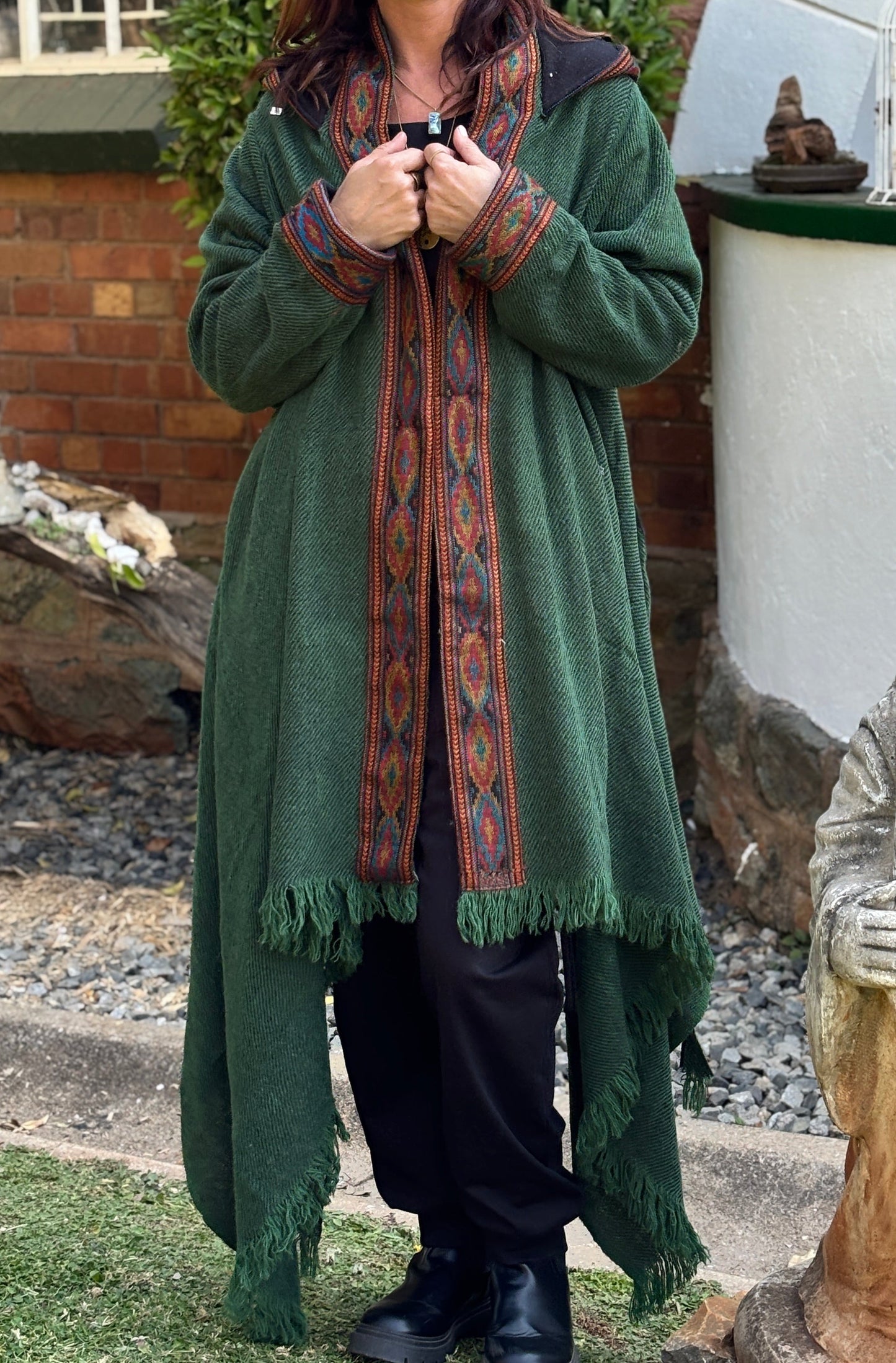 Hooded Camel Wool Blanket Coat
