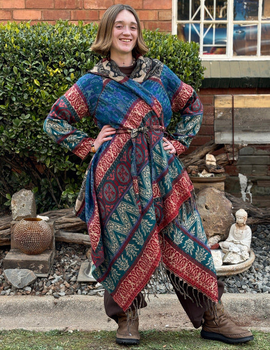 Hooded Pashmina Woolen Blanket Coat
