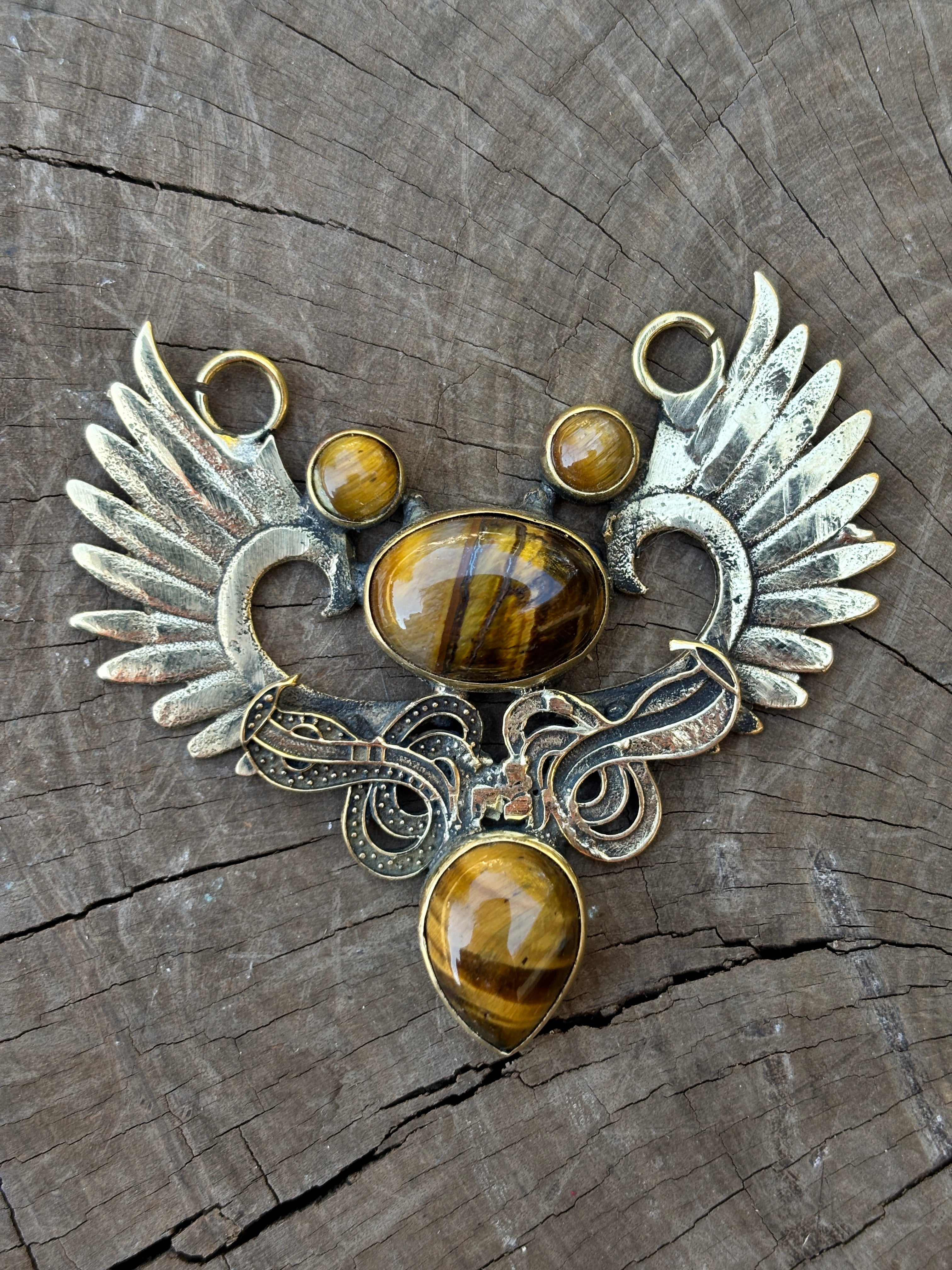 Brass Tiger's Eye Pendant