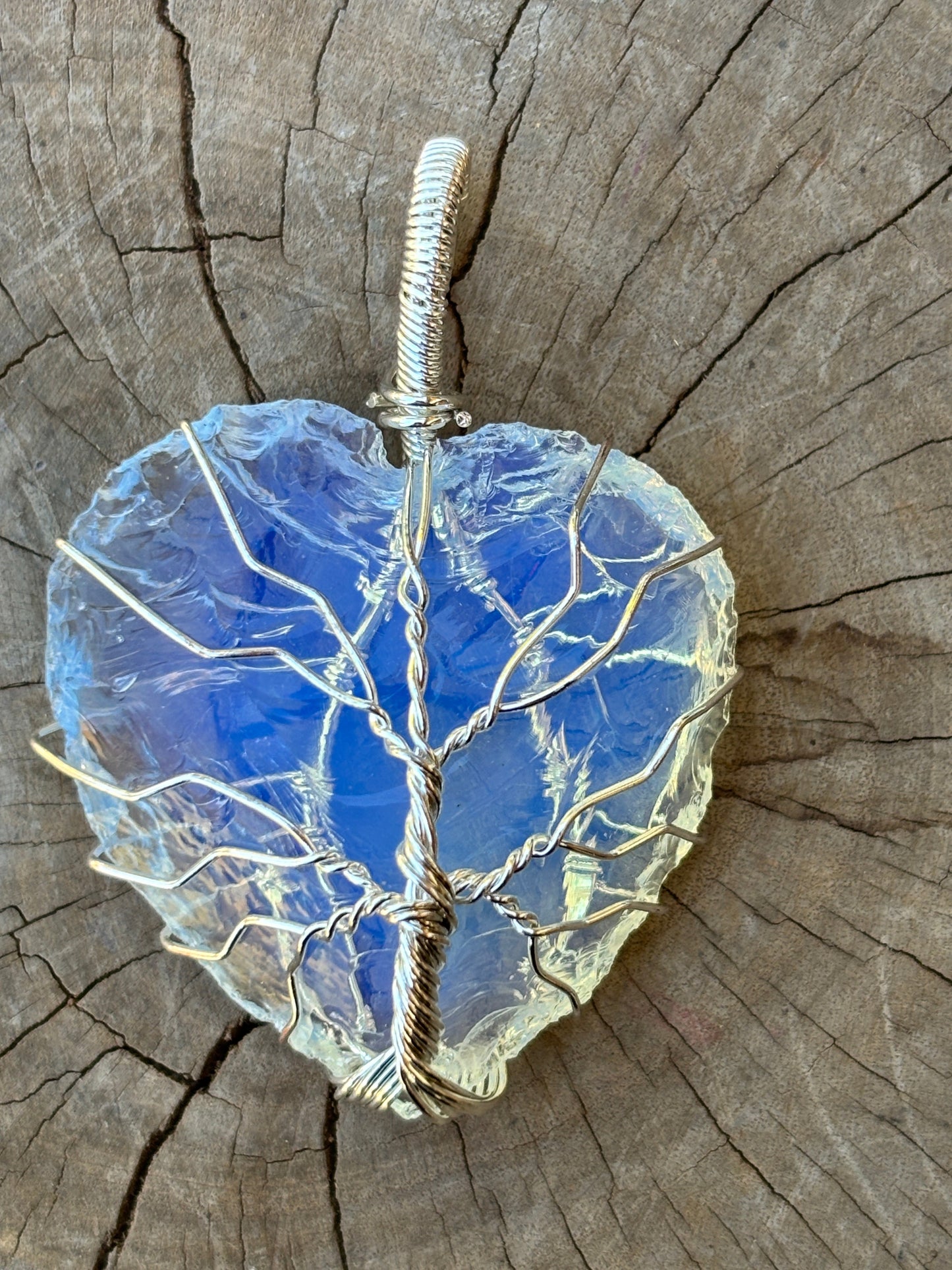 Opalite Wire Wrapped Heart