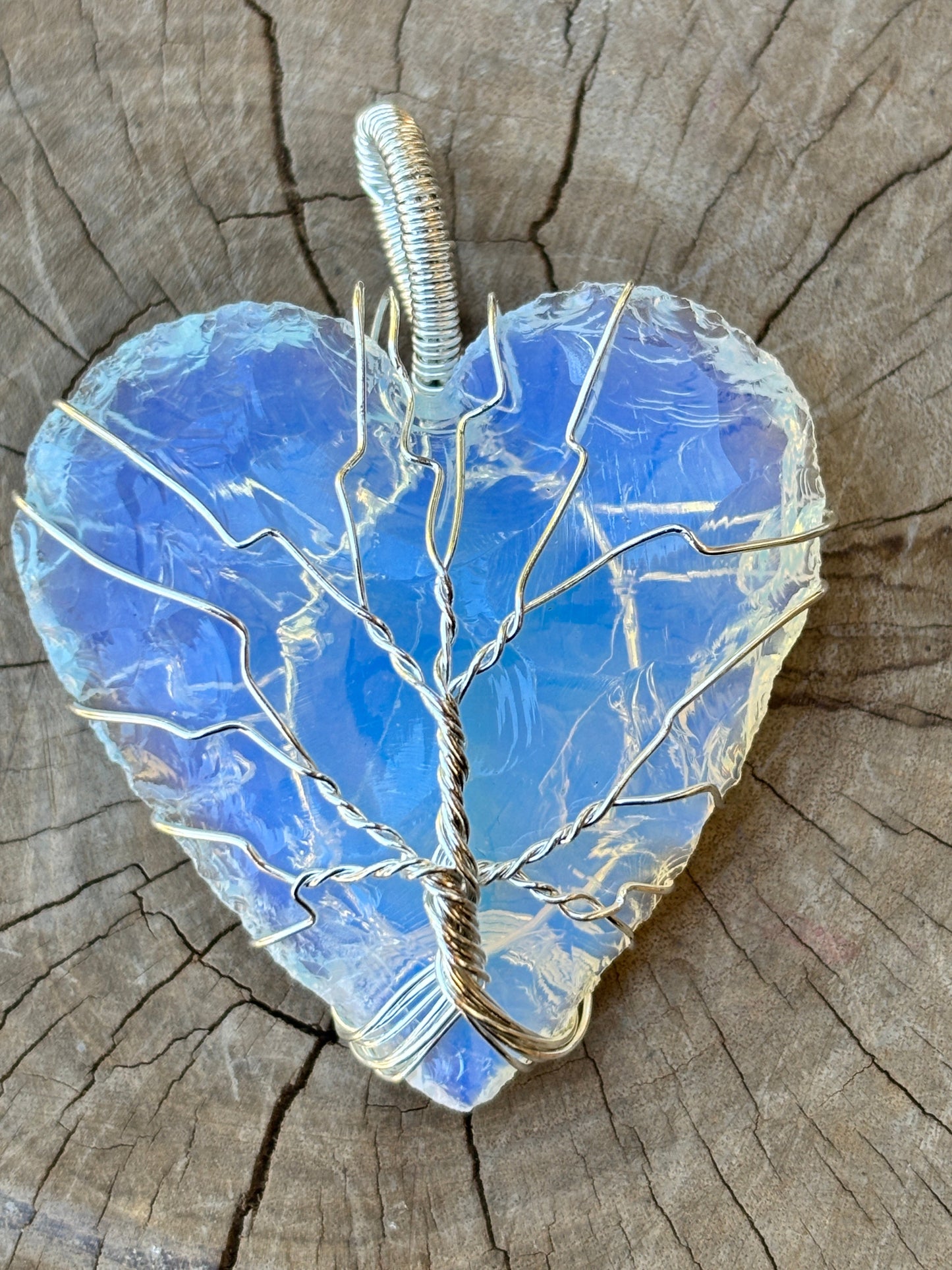 Opalite Wire Wrapped Heart