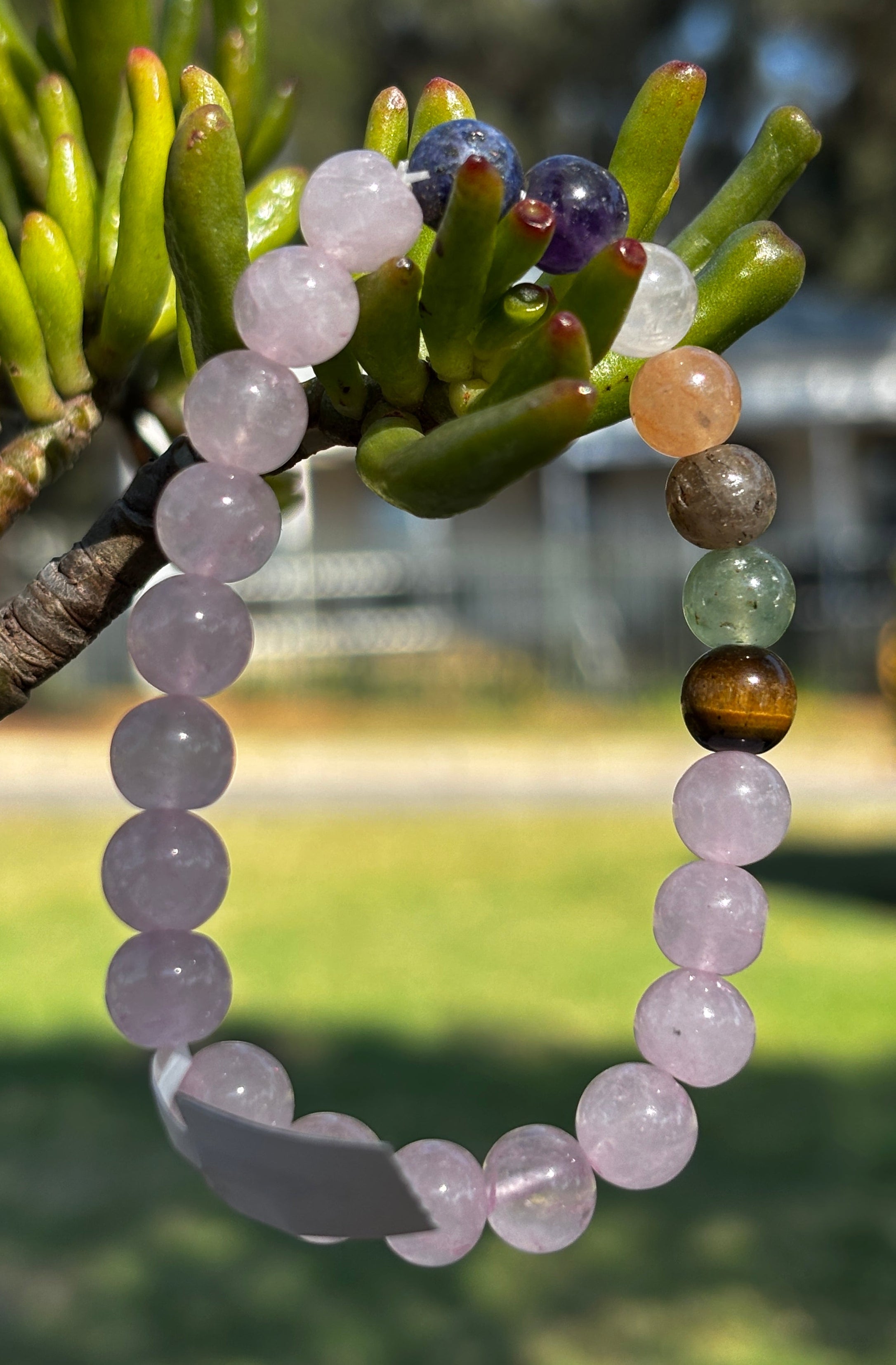 Rose Quartz Crystal Chakra Beaded Bracelet