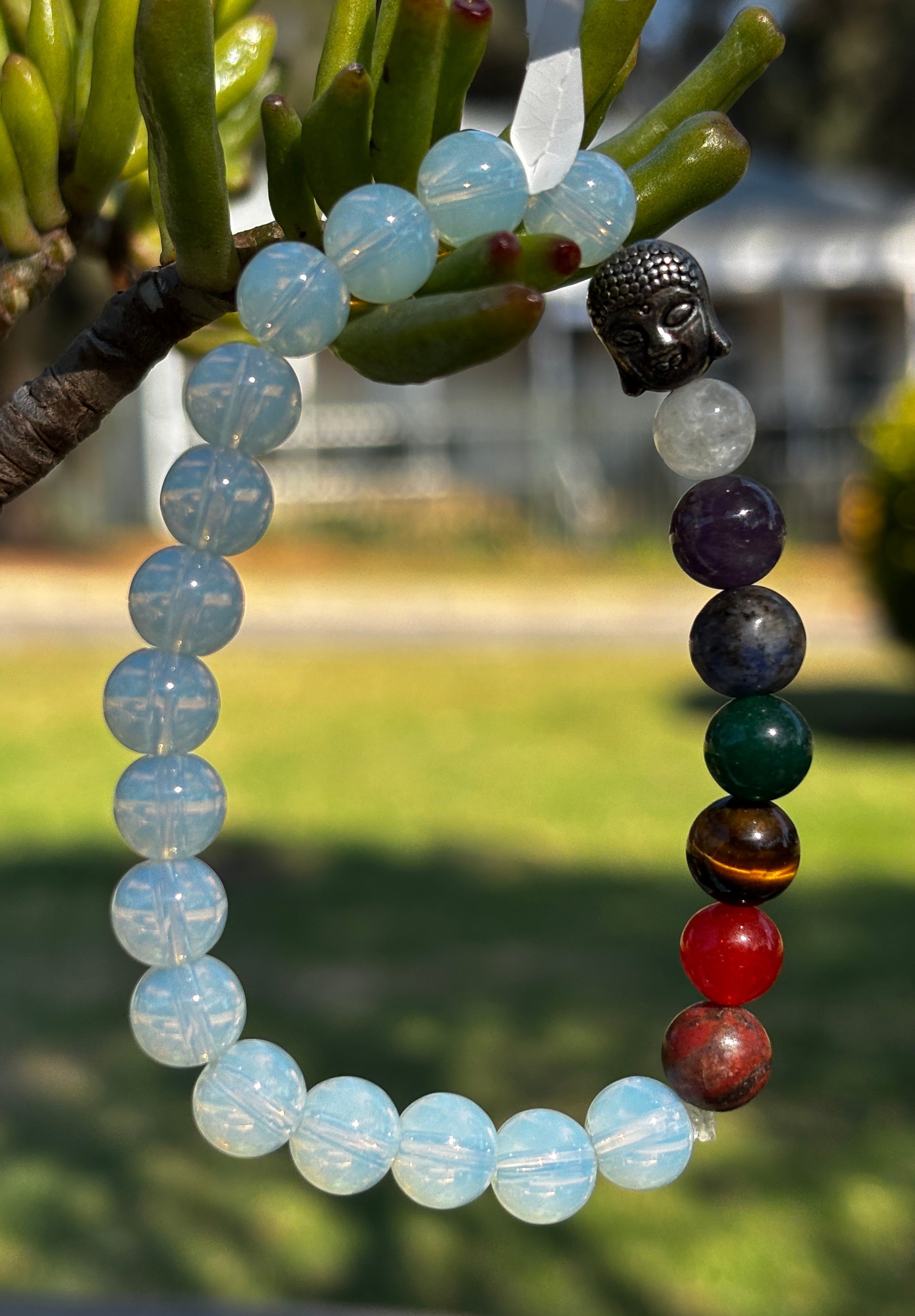 Opalite Crystal Chakra Beaded Bracelet