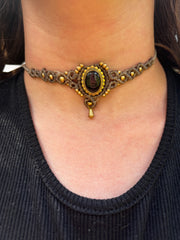 Rainbow Obsidian Macrame Choker / Head Piece