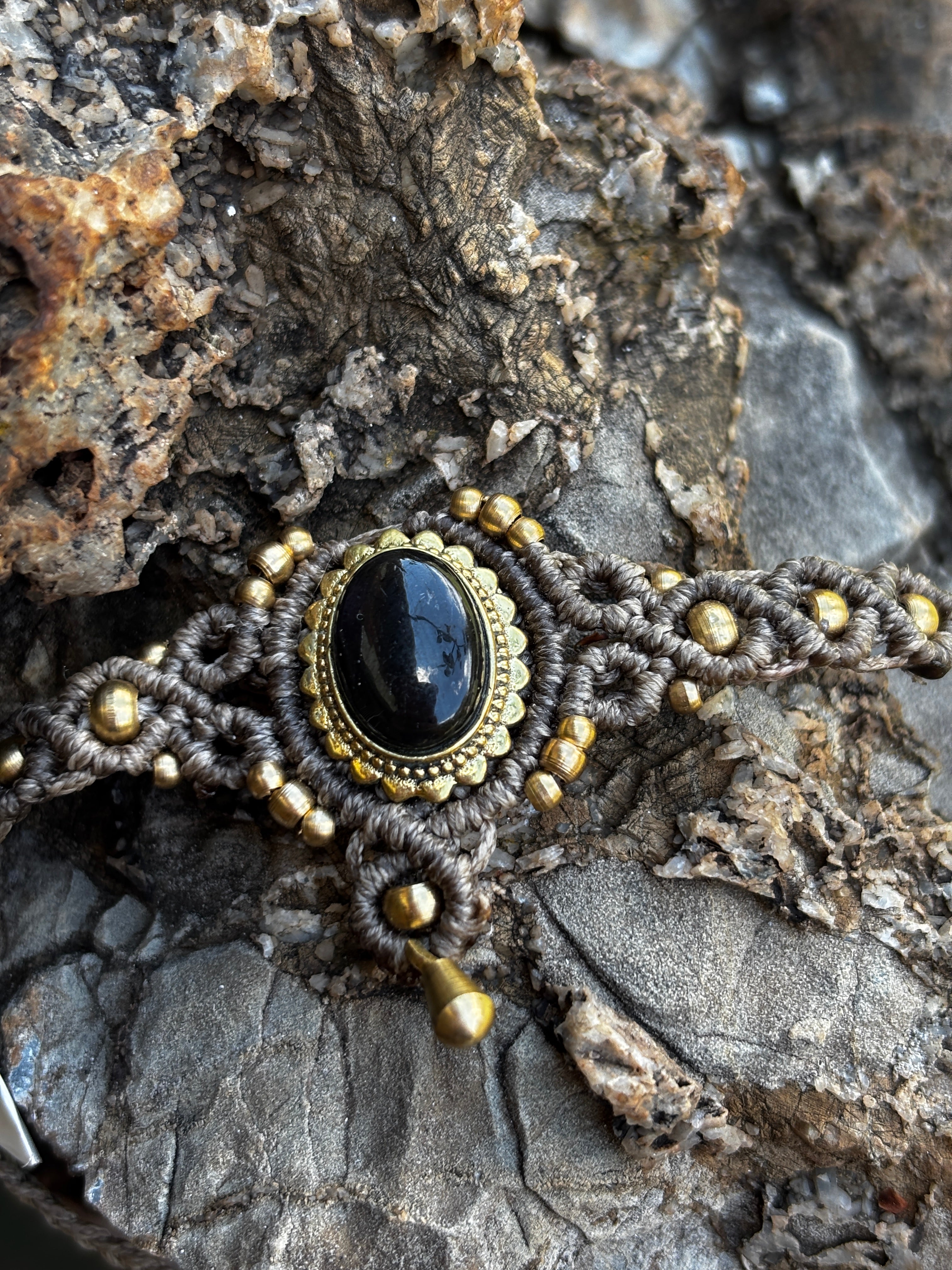 Rainbow Obsidian Macrame Choker / Head Piece