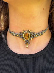 Tiger's Eye Crystal Macrame Choker / Head Piece