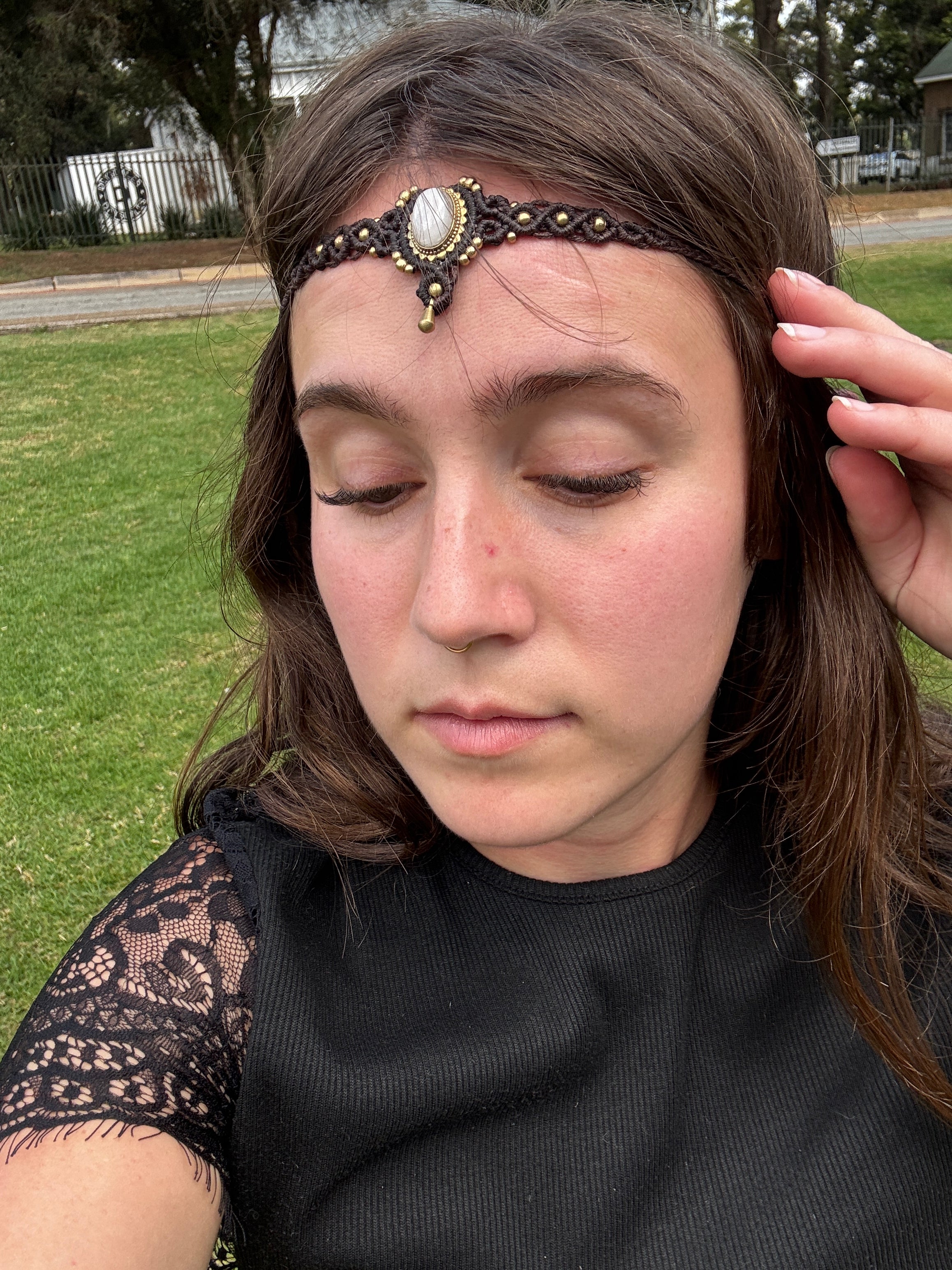 Clear Quartz Macrame Choker / Head Piece