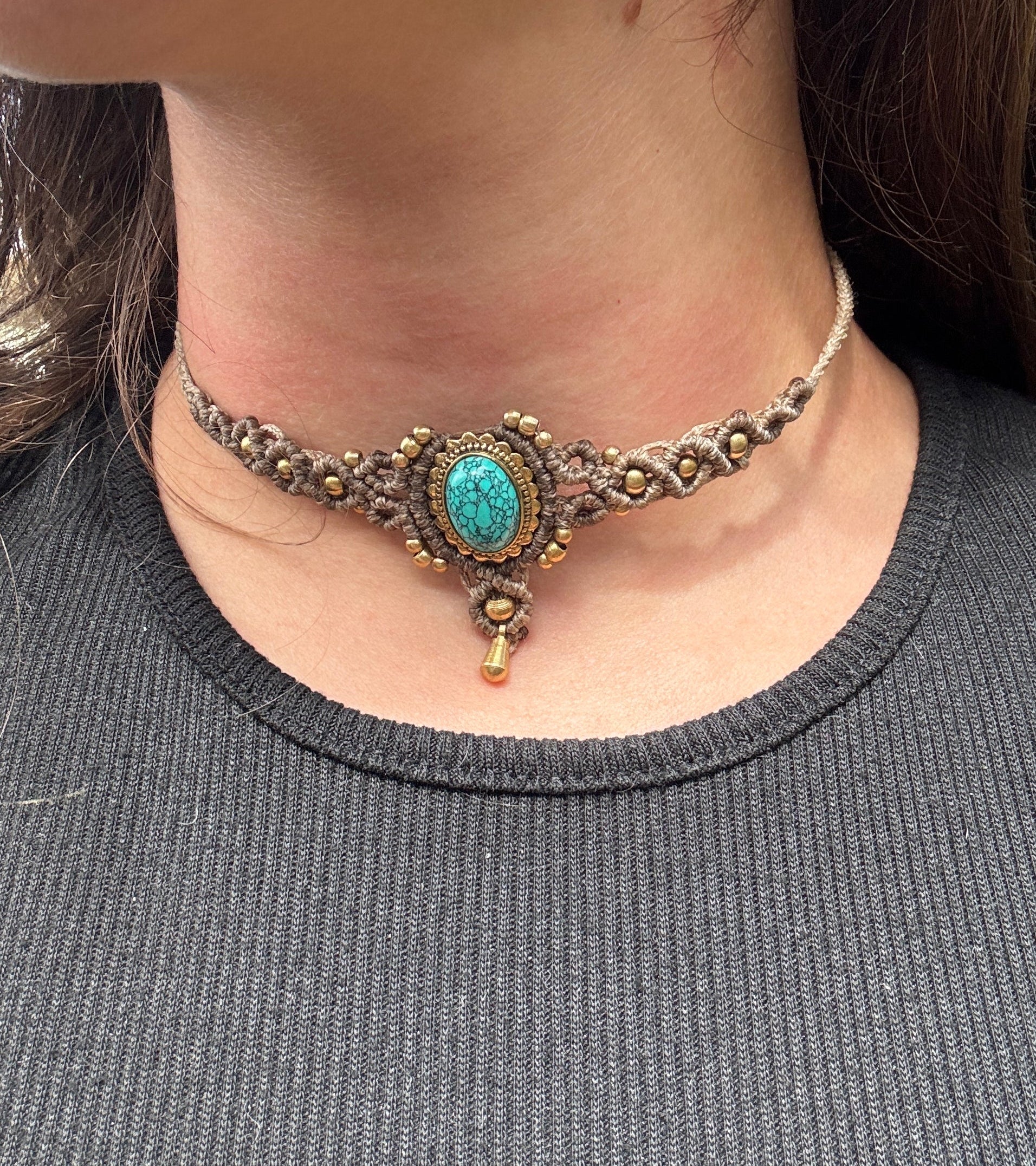 Howlite Crystal Macrame Choker / Head Piece