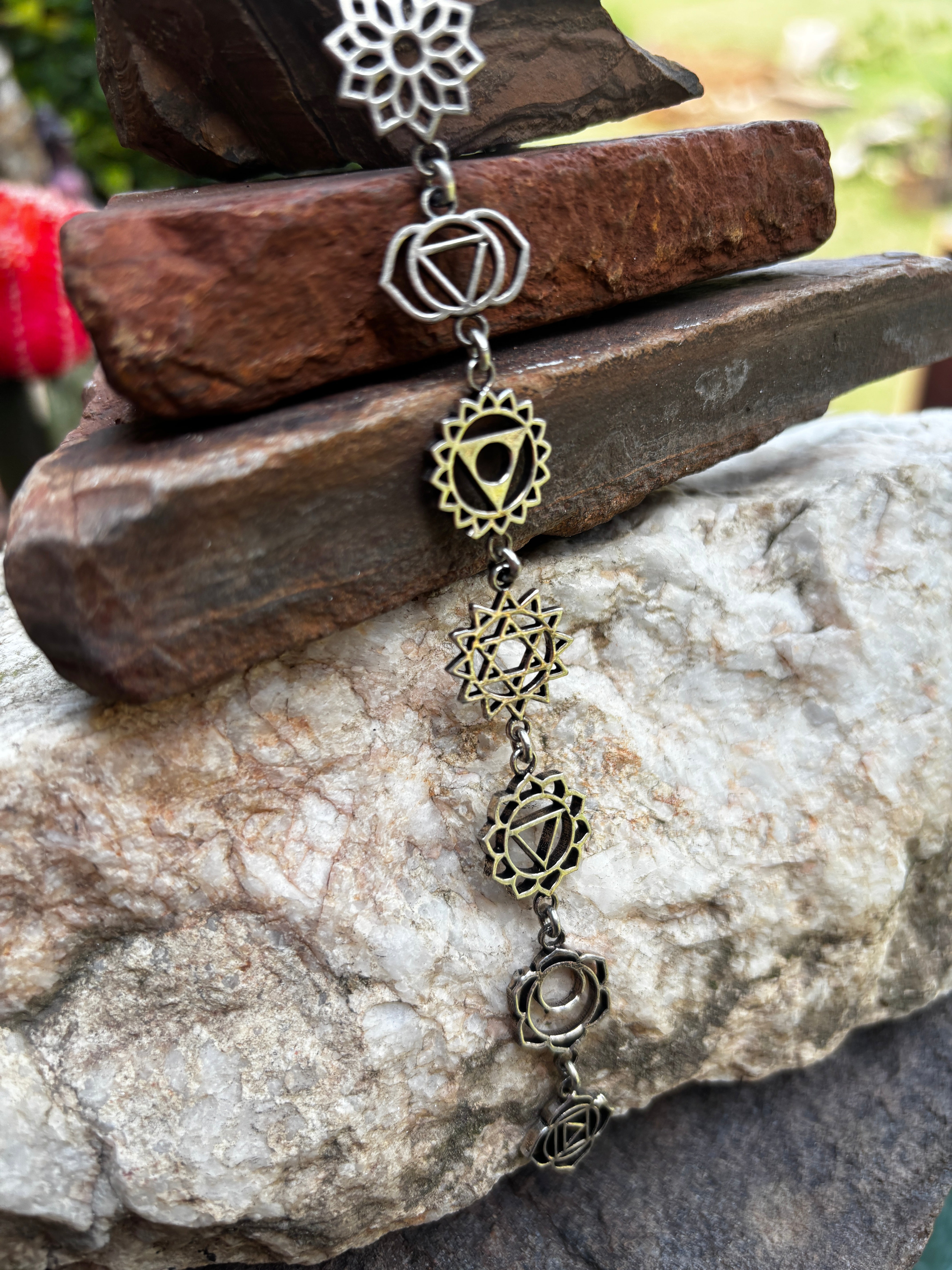 White Metal Chakra Necklace