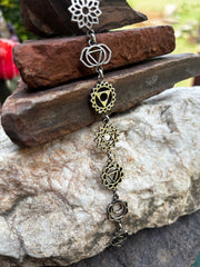 White Metal Chakra Necklace