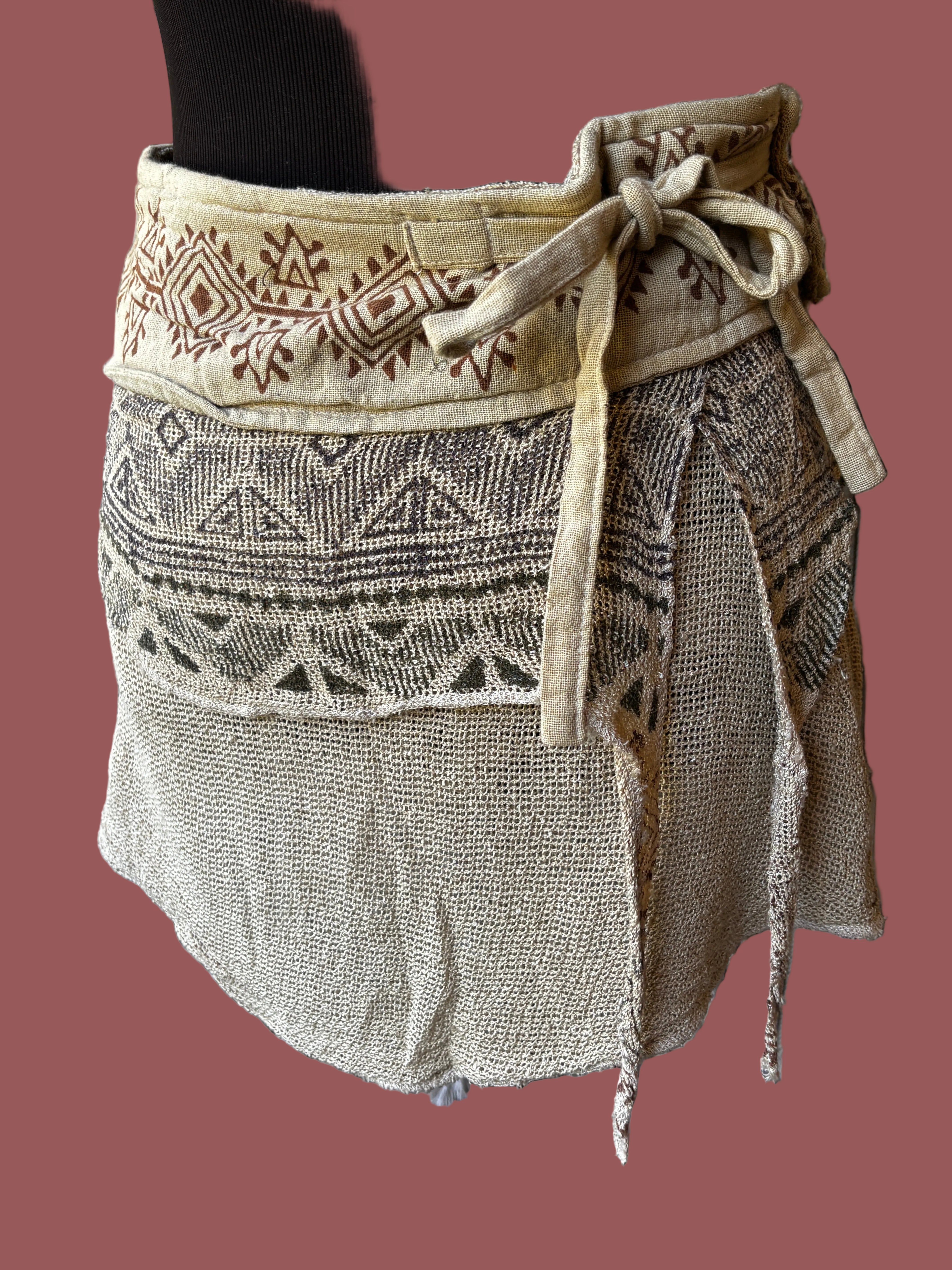 Tribal Cotton Block Print Wrap Skirt