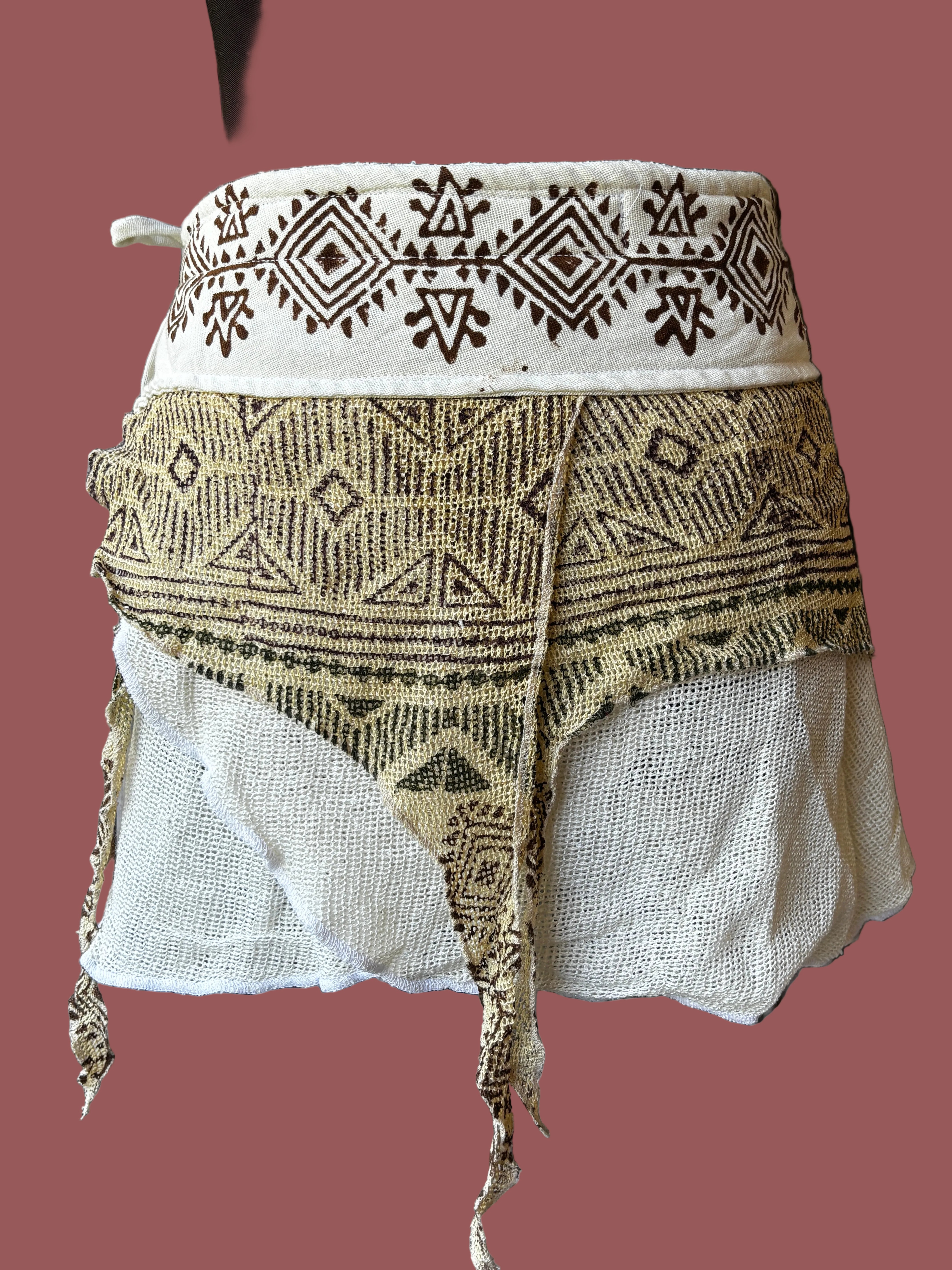 Tribal Cotton Block Print Wrap Skirt