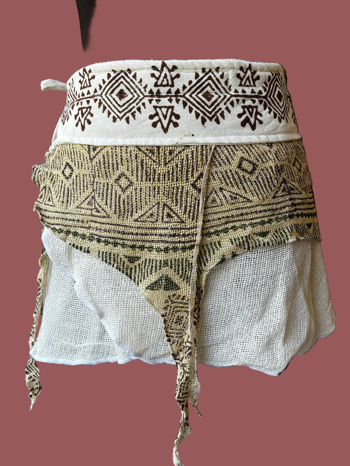 Tribal Cotton Block Print Wrap Skirt