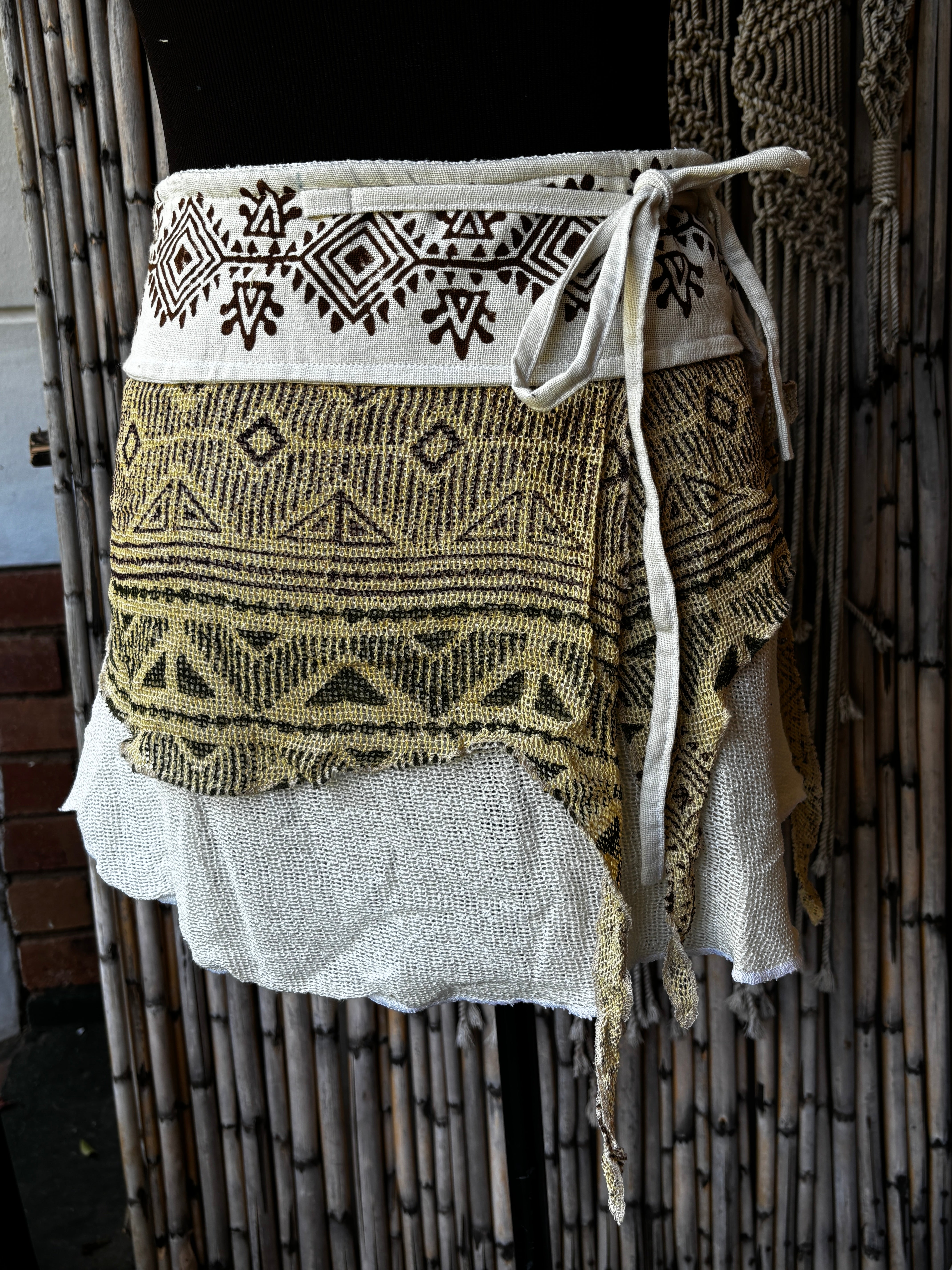 Tribal Cotton Block Print Wrap Skirt