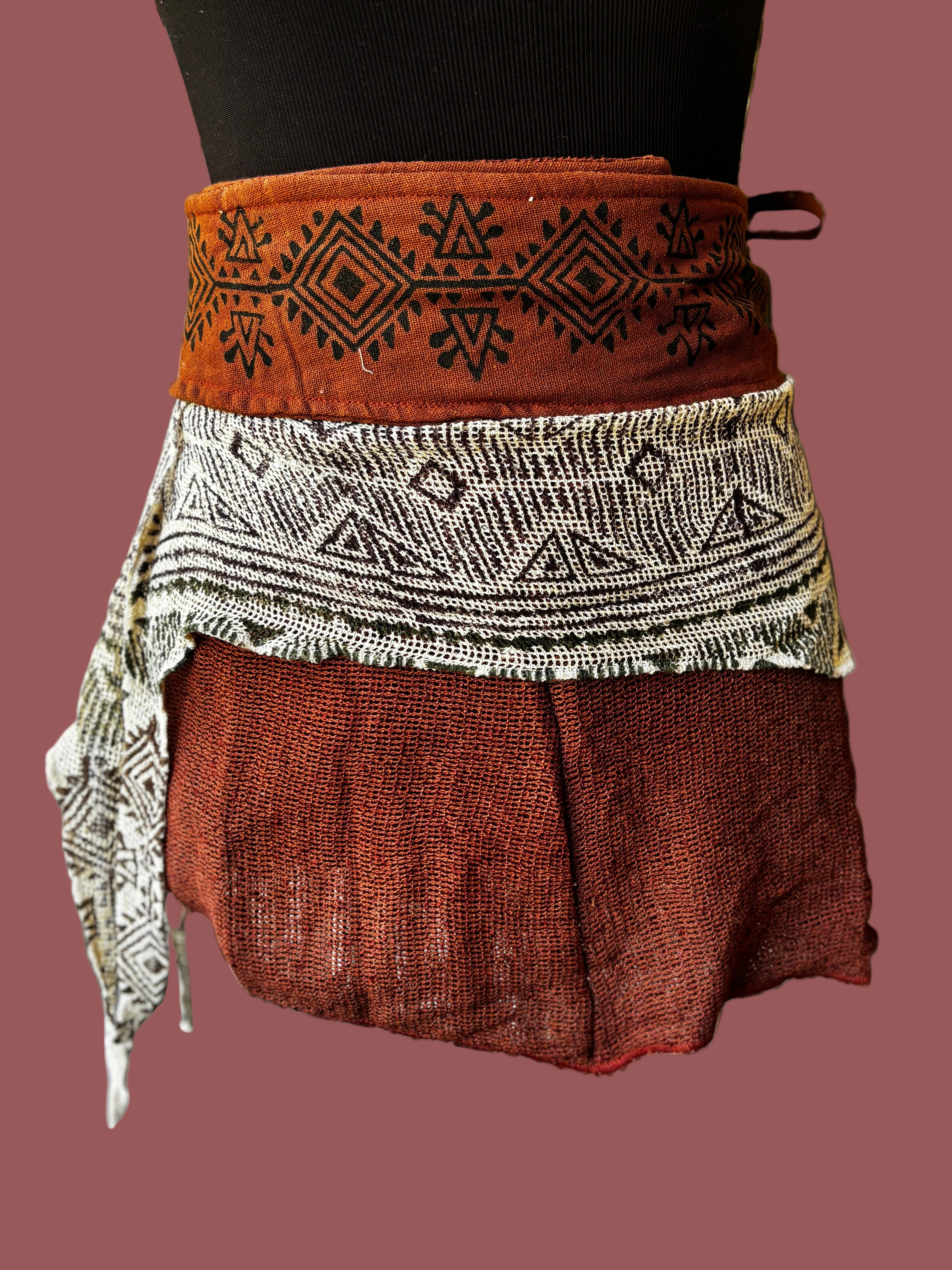 Tribal Cotton Block Print Wrap Skirt