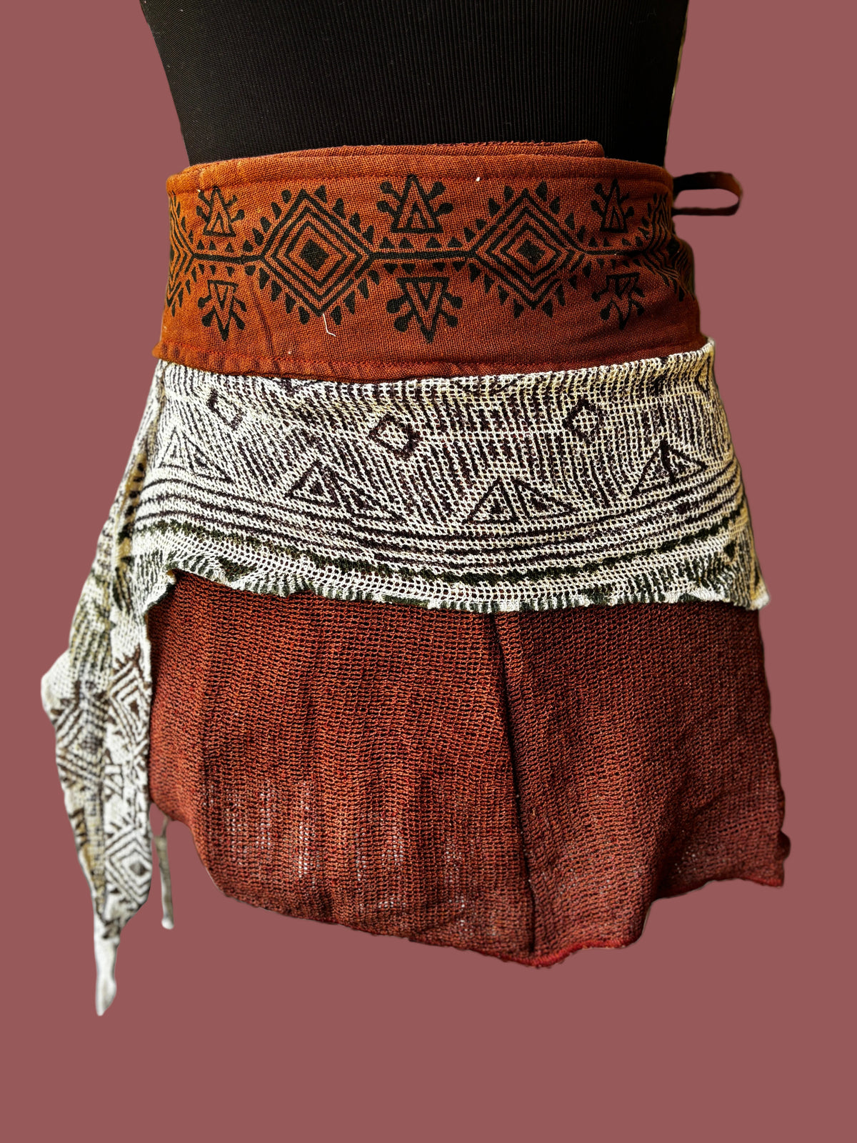 Tribal Cotton Block Print Wrap Skirt