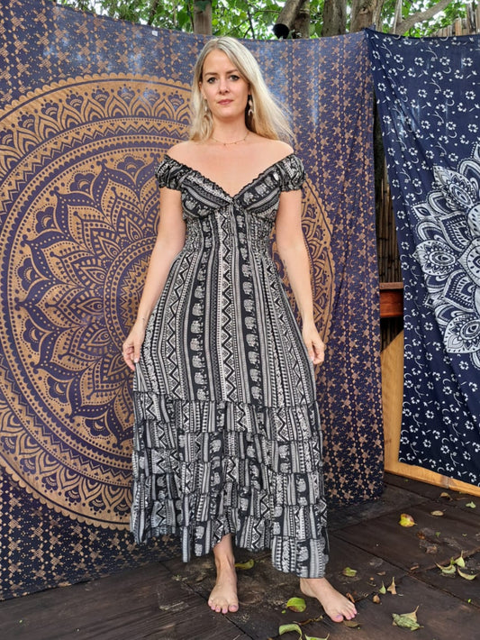 Moonlit Blossom Silk Dress