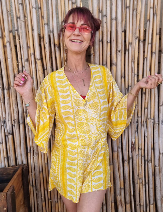 Lemon Love Silk Jump-Suit
