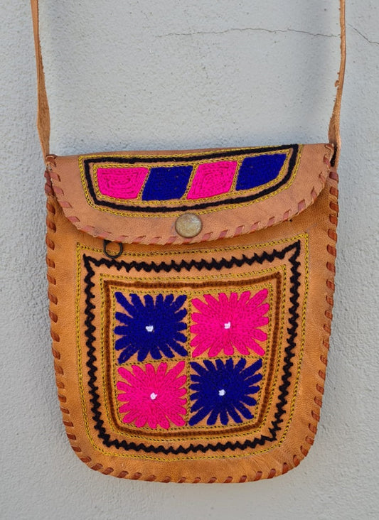 Embroided Leather Sling Bag