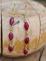 Pink Ruby Drop Earrings