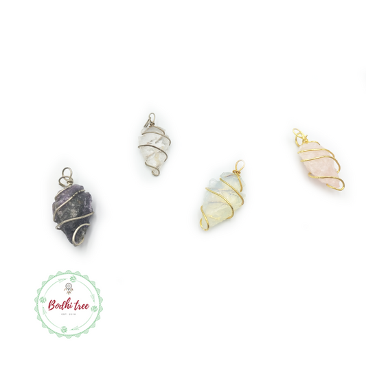 Various Raw Crystal Wire Wrapped Pendants